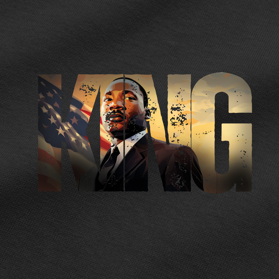 Vibetara - King Martin Luther - Graphic Black Printed Oversized T-Shirt - 100% Cotton - Round Neck - Half Sleeves - Casual Wear