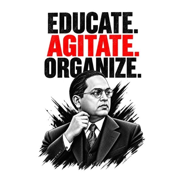 VIBETARA | Godfather Ambedkar T-Shirt | Educate Agitate Organize Oversized Graphic Tee for Men