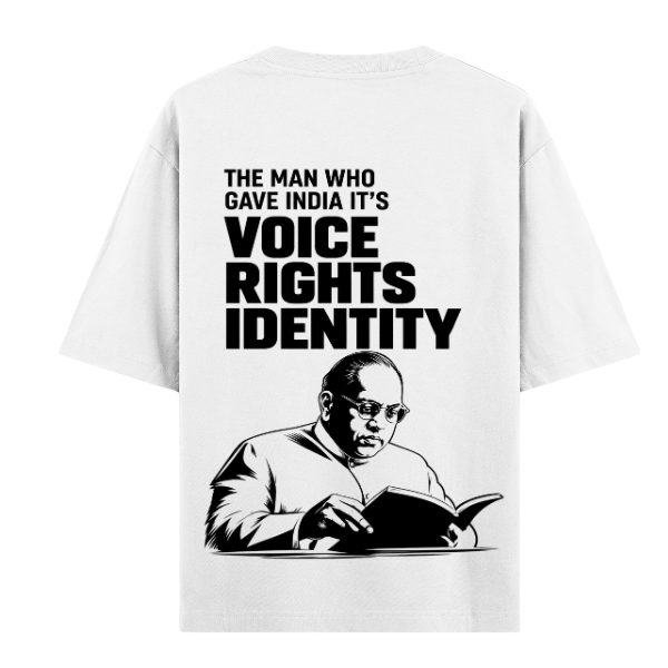 VIBETARA | Dr. Ambedkar Graphic T-Shirt – “Voice Rights Identity” Print | Premium Black Cotton Streetwear Tee