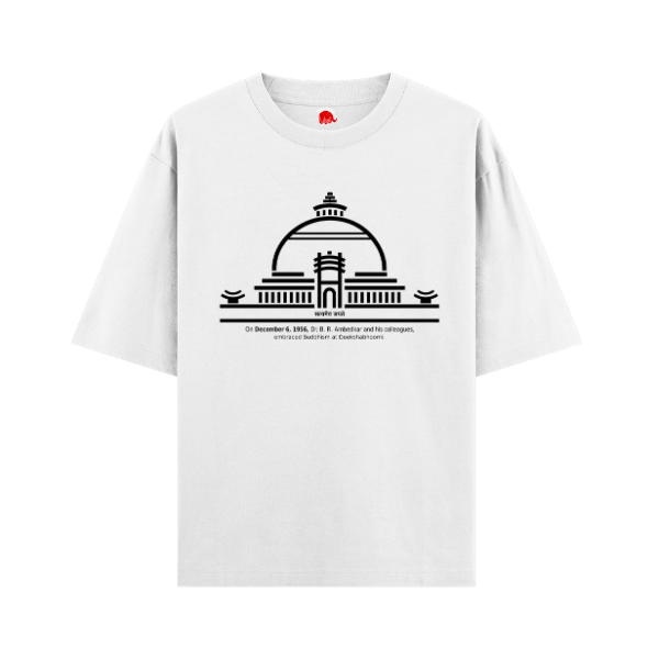 VIBETARA | Dr. B.R. Ambedkar Deekshabhoomi Printed Black & White T-Shirt | Babasaheb Ambedkar Graphic Tee | Round Neck Cotton T-Shirt