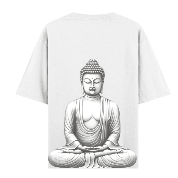 Vibetara-Quiet the Mind Soul Will Speak Buddha Oversized T-Shirt – Minimal Spiritual Meditation Graphic Tee