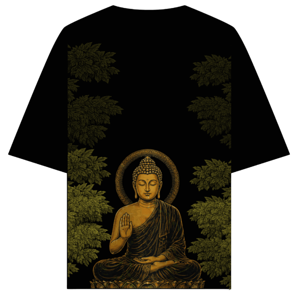 Vibetara-Tranquil Buddha Oversized Black T-Shirt for Men & Women | Spiritual Graphic Printed Tee | Premium Cotton Streetwear