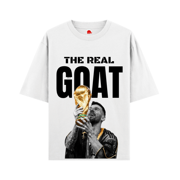 Vibetara-The Real GOAT Football Oversized T-Shirt | Champion Tribute Graphic Tee
