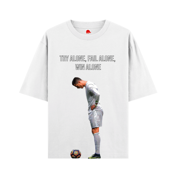 Vibetara-Win Alone Ronaldo Oversized T-Shirt | Champion Mindset Football Tee