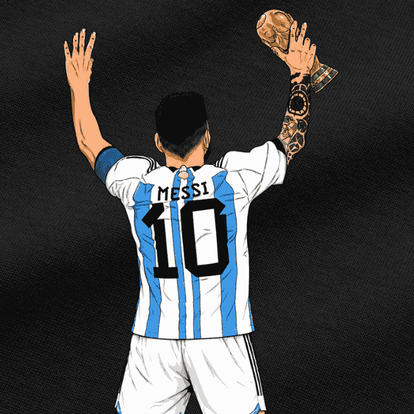Vibetara-Messi Golden Glory Oversized T-Shirt | Football Champion Graphic Tee