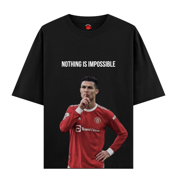 Vibetara-Nothing Is Impossible Ronaldo Oversized T-Shirt | Motivational Football Graphic Tee