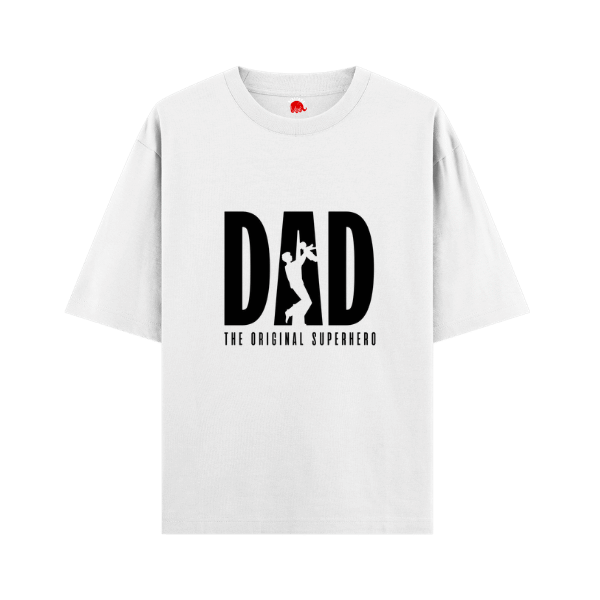 Vibetara-Dad The Original Superhero Graphic Oversized T-Shirt for Men & Women | Father Love Printed Tee
