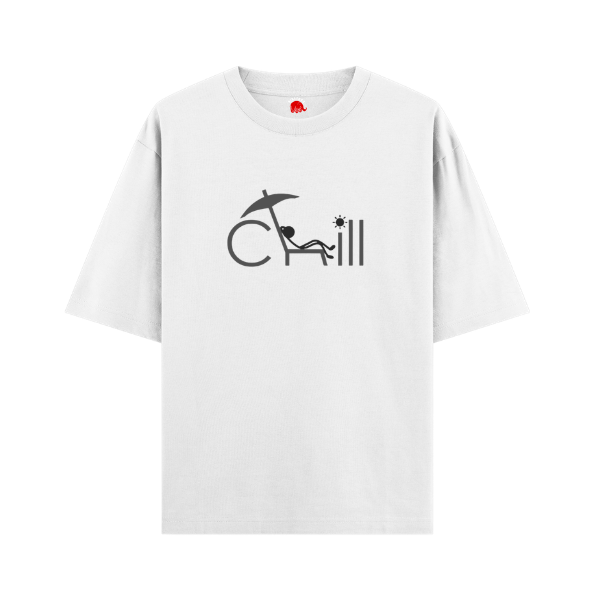 Vibetara-Chill Vibes Graphic Oversized White T-Shirt for Men & Women | Minimal Aesthetic Summer Tee