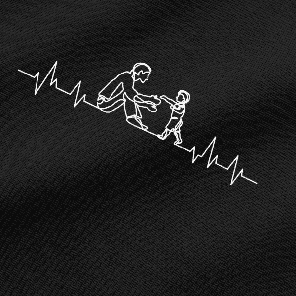 Vibetara-Parent Child Heartbeat Graphic Oversized T-Shirt for Men & Women | Family Bond Printed Tee