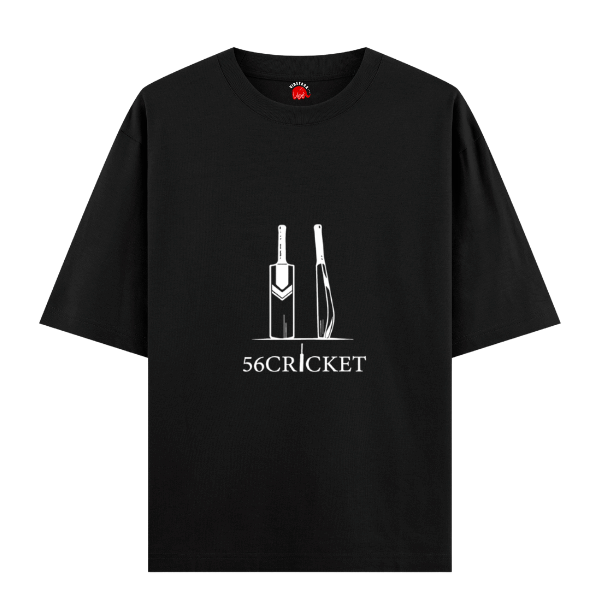 Vibetara-56 Cricket Minimal Graphic Oversized T-Shirt | Classic Cricket Fan Tee