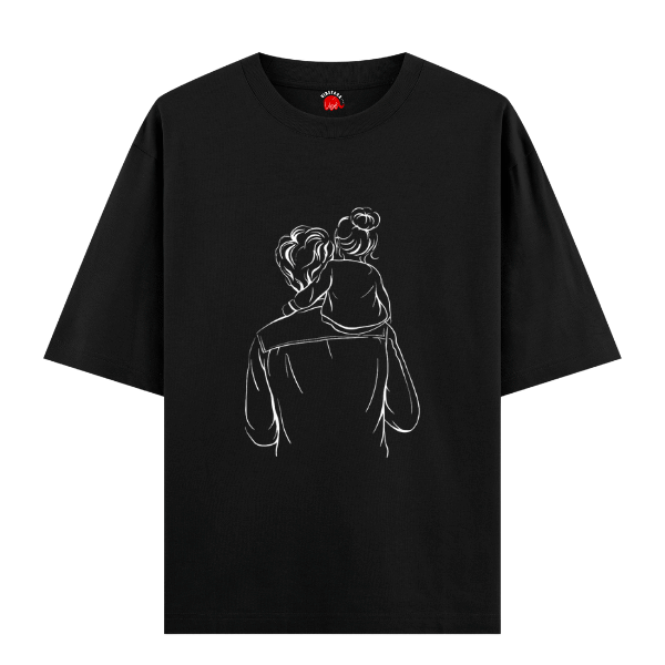 Vibetara-Parent Child Bond Graphic Oversized T-Shirt for Men & Women | Family Love Printed Tee