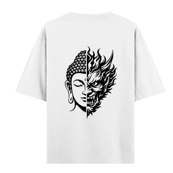 Vibetara-Dual Buddha Oversized T-Shirt | Power & Peace Graphic Tee