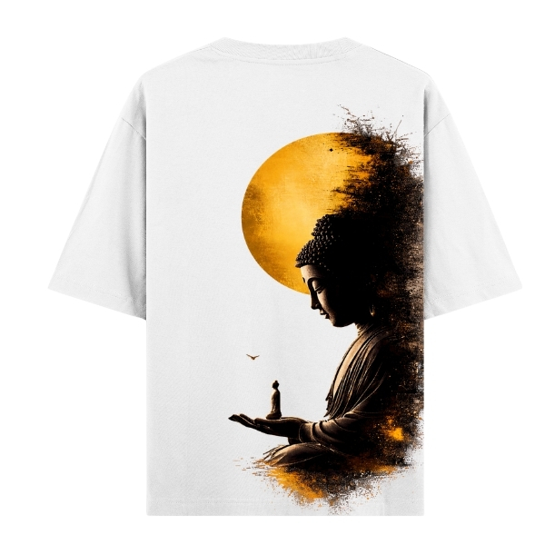Vibetara-Hope Buddha Oversized T-Shirt | Aesthetic Spiritual Moon Graphic Tee